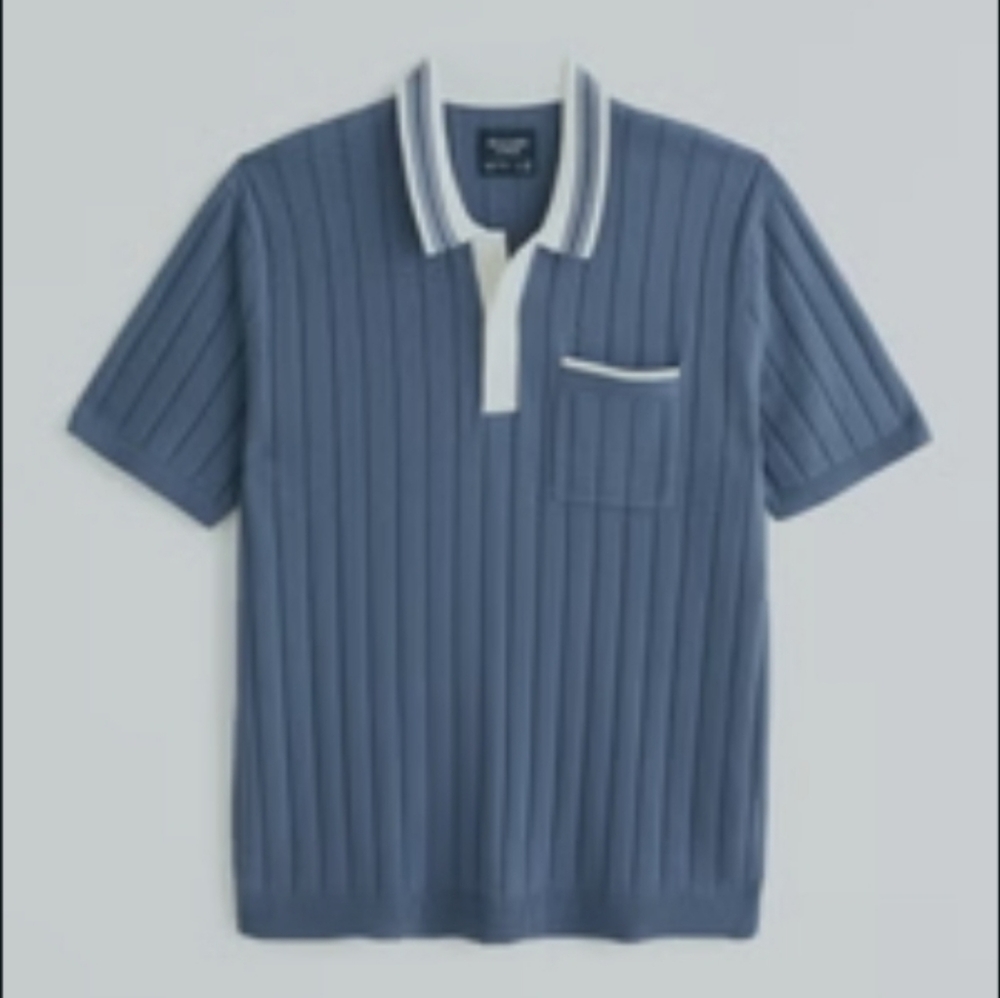 NWT Abercrombie & Fitch Sideline-Style Sweater Polo, Medium, in Light Blue